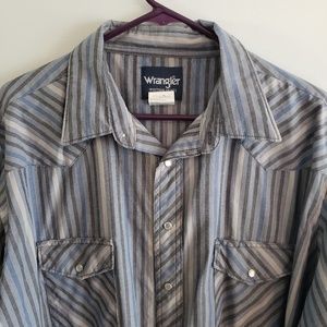 Men's Wrangler Western Shirt, Pearl Snap Striped